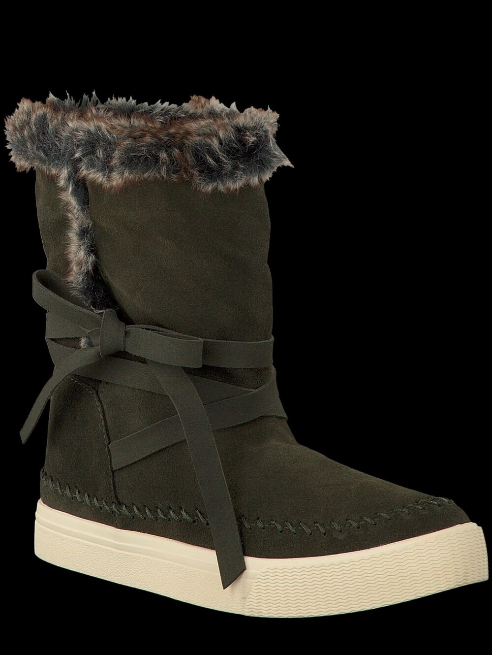 TOMS Vista Faux Fur Suede Boots Olive Green 7.5 Warm Waterproof BTC Winter